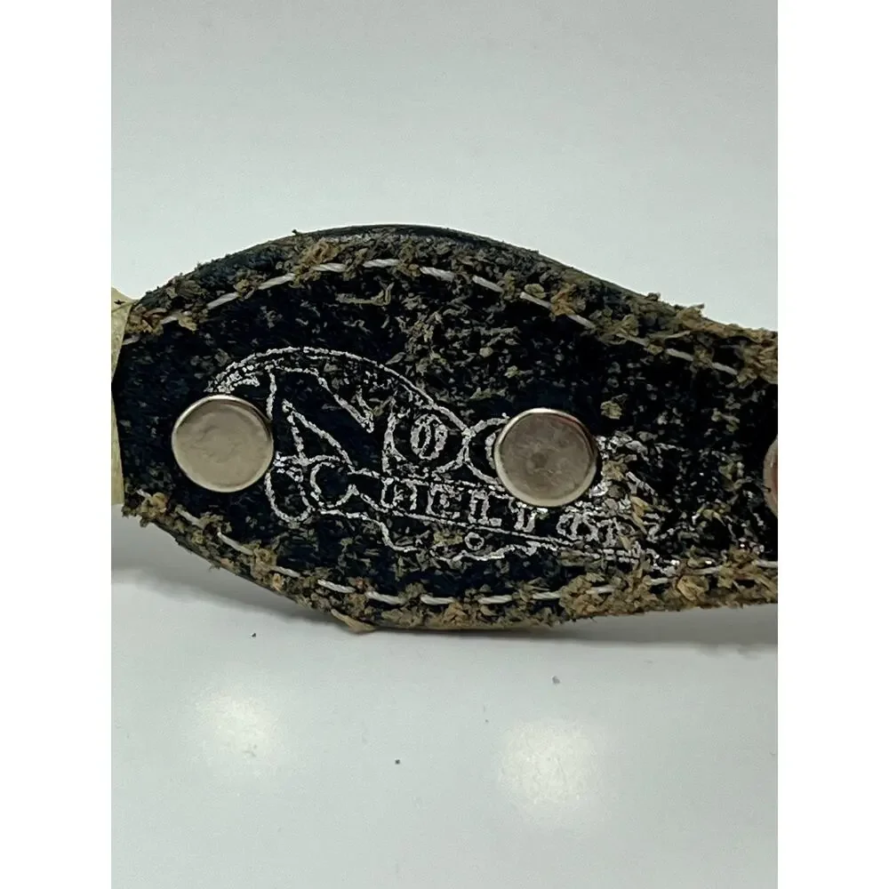 NOCONA 34” Concho Belt Silver 14K Gold Fill on Hand Tooled Leather Belt VTG READ